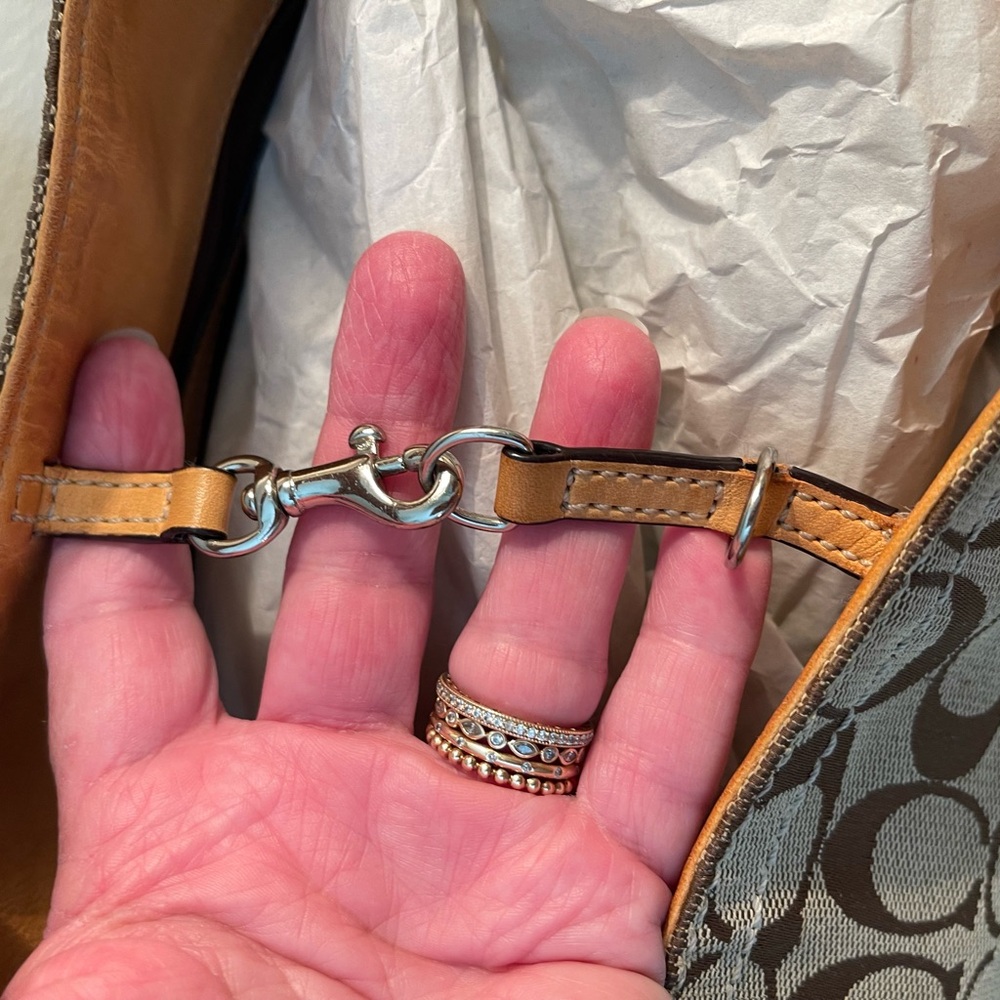 Coach Y2K Vintage Signature Jacquard Canvas Leather Hobo Shoulder bag & wallet - Picture 6 of 16